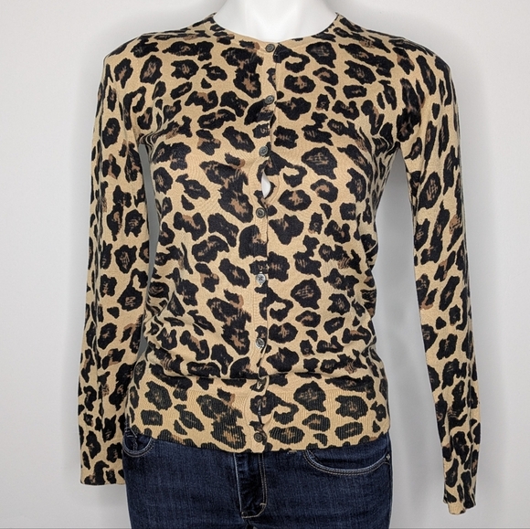 41 Hawthorn Black Tan Cheetah Leopard Animal Long Sleeve Lightening Cardigan XS - Picture 1 of 7